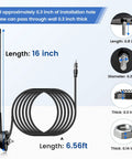 16 Inch AM FM Universal Top And Side Mount Antenna with mount base, extension cable, and installation details for vehicles.