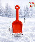 Red shovel from 24 Pack Beach Shovels For Kids And Adults Heavy Duty Plastic Sand Toys Set Great For Sandcastles And Snow Play