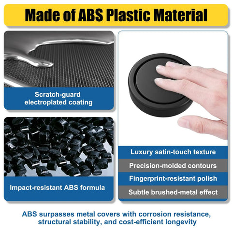 Slick Matte Black Tub Overflow Cover For Traditional Standard Bathtubs No Hassle Two Screw Bolt Mount detail of ABS material and texture