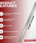 12 Inch Stainless Steel Frozen Meat Bone Cutting Saw Blades For Reciprocating And Sawzall Saws 5 Pack on product feature display