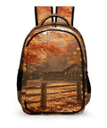 Log Cabin Maple Scene Printed Unisex Backpack With Large Capacity, Durable Polyester Build, Breathable Fabric