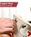 Top Shelf Cabinet Locks With Keys For Desk Drawers And Office Furniture, showcasing copper key installation on a wood drawer.