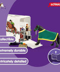 38 Piece Trailer And Truck Transporter Playset With Realistic Horse And Rider Figures Saddle Bridle Hay Bales For Kids 5 And Up