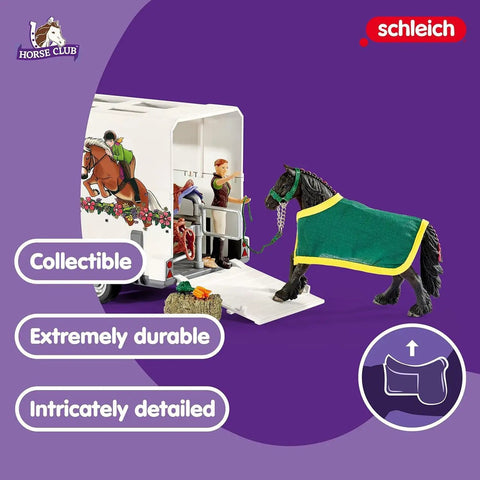 38 Piece Trailer And Truck Transporter Playset With Realistic Horse And Rider Figures Saddle Bridle Hay Bales For Kids 5 And Up