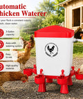 Super Easy Setup 3 Gallon Automatic Chicken Waterer With 10 Spill Proof Cup Stations And Sturdy Stand Legs For Hens Ducks And Poultry Coops in a coop setting.