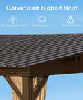 Close-up of galvanized sloping roof of 12x16 Ft Lean To Gazebo With Hardtop Roof For Patio And Backyard, Wall Mounted Outdoor Shelter