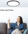 4 Pack 12 Inch Slim Flush Mount LED Ceiling Light Fixtures Black Round 6000K Daylight White 3200 Lumens Surface Mount