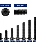 Flat Head Socket Head Screws For Furniture Bolts Set In Stainless Steel 304 With Black Oxide Finish Fully Threaded Countersunk Connectors One Quarter Twenty Threads Per Inch By Three Quarter Inch Length 25 Pieces MewuDecor.