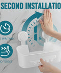 Two Pack Shower Caddy With Built Tough Suction Cups For Inside Shower Removable Shelves Waterproof Plastic Storage Installation