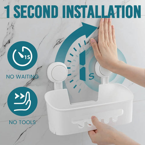 Two Pack Shower Caddy With Built Tough Suction Cups For Inside Shower Removable Shelves Waterproof Plastic Storage Installation