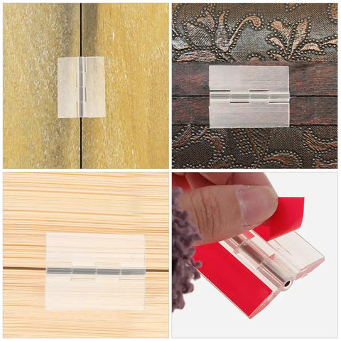10 Pieces Self Adhesive Clear Acrylic Board Hinges For Cabinets And Small Flush Mounts on various surfaces