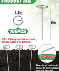 Heavy Duty 7 Gauge Thickened Garden Fabric Stakes 6 Inch Galvanized Landscape Staples with circle top ground pins diagram