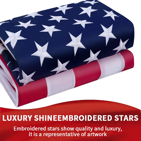 Heavy Duty 3x5 Outdoor American Flag For High Wind Waterproof Embroidered Stars Sewn Stripes Brass Grommets UV Fade Resistant