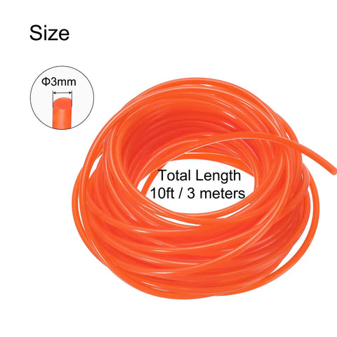 Round Polyurethane Belt 3mm Diameter, 10ft Length, Smooth Surface, Orange Drive Transmission Belt coiled