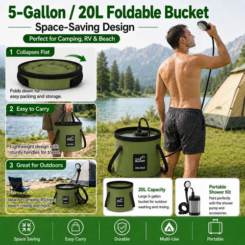 Portable Camping Shower Kit With 6000mAh Rechargeable Battery Smart LED Display Four Spray Modes IPX7 Waterproof Outdoor