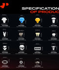 Specifications chart showing sizes and types of clips in Damn Good Heavy Duty 310 Piece Retainer Clip And Fastener Replacement Kit For Hyundai Veloster 2012 2017.
