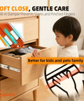 Hella Smooth Heavy Duty Drawer Slides, Soft Close Full Extension Rails For Kitchen Cabinets And Dressers showing soft close feature with child.
