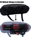 Eudora Waterproof Winch Cover Tailgate For 2500 To 6000 Lb Electric Truck Winches secured over a 4500 lb winch with straps.