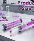 8 Piece 60ML External Spiral Syringe Set With Purple Plunger And Sealing Screw Cap For Pet Feeding Lab Use And Liquid Dispensing, size comparison