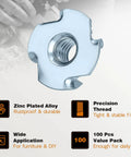 Heavy Duty 1/4-20 T Nuts With Four Prongs For Wood Furniture Cabinets And Rock Climbing Holds Zinc Plated Steel Rust