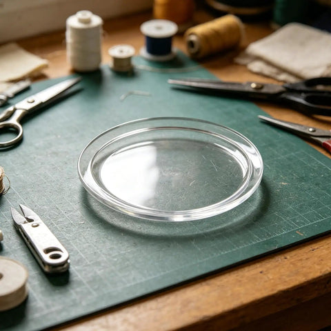 KT6808 Compatible Jewelry Tumbler Lid Transparent Round Barrel Cover on crafting workspace