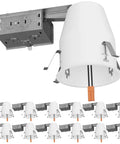 6 Pack 4 Inch Remodel Recessed Lighting Can Housing With TP24 Connector, Air Tight IC Rated Steel Can, Ceiling View