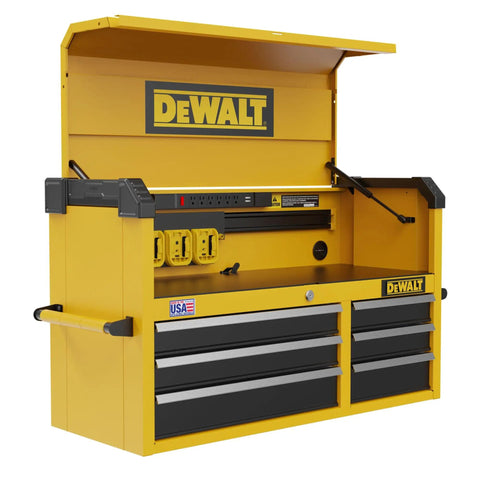 Six-Drawer 41-Inch Tool Chest With 100-Lb Drawer Capacity, yellow heavy-duty mobile storage cabinet for workshops