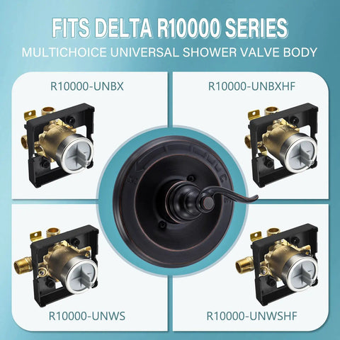 Pressure Balancing Valve Trim Replacement For D 14 Series in Dope Oil Rubbed Bronze Finish with shower valve body options