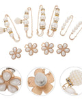8Pcs Pearl Waist Tightener Pins For Jeans And Skirts Skip The Belt Instant Cinch Clips With Durable Alloy Frame decorative clips and pins set