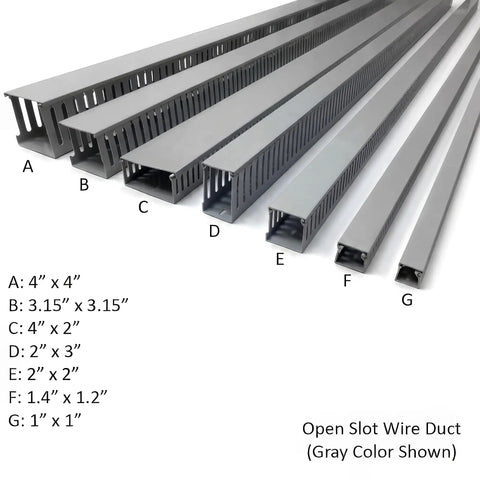Pro Move Heavy Duty Gray Wire Duct 1 By 1.5 Inch Cable Raceway Bundle 12 Sticks 79 Feet Total Pre Drilled PVC Trunking with Open Slot Design.