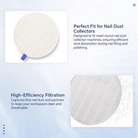 2 Pack Nail Dust Collector Filter Replacements Washable Reusable Filters For Nail Dust Vacuum Fan No Spill Nail Dust Collectors