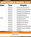 Honda ATV model list for Plug And Play Fuel Pump Replacement 16700-HP5-602, years 2007-2014, TRX420-TRX700XX.