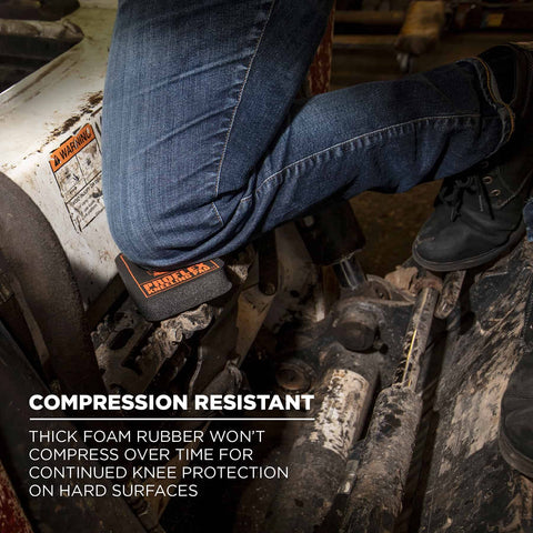 Compression resistant Compact Kneeling Pad With Carabiner And Built In Handle, 4 By 6 By 1 Inch NBR Foam Cushion in use on hard surface
