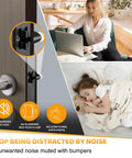 Clear Cabinet Door Bumpers 120 Pack Self Adhesive Rubber Cushions For Quiet Cabinets And Drawers Three Eighths Inch Sound Dampening Bumpers Easy Install Eco Friendly No Brainer Upgrade on a door with child sleeping nearby