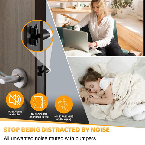 Clear Cabinet Door Bumpers 120 Pack Self Adhesive Rubber Cushions For Quiet Cabinets And Drawers Three Eighths Inch Sound Dampening Bumpers Easy Install Eco Friendly No Brainer Upgrade on a door with child sleeping nearby