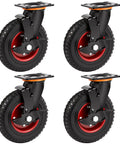 Badass 8 Inch Rubber Caster Wheels 4 Pack Swivel With Brake Deep Lug Tread For Superior Grip Smooth Rollin dual ball bearings.