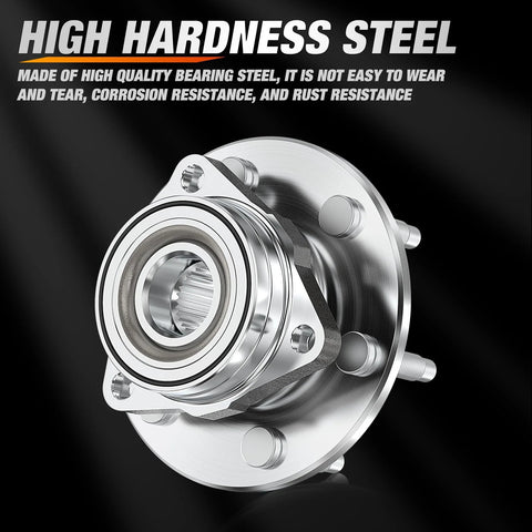 Front Wheel Bearing Hub Assembly 6 Lug Drop In Replacement For Silverado Tahoe Suburban Yukon XL Avalanche Express 1500 1999 To 2006 And Cadillac Escalade 6 Lug OEM 515036 Compatible showing high hardness steel material