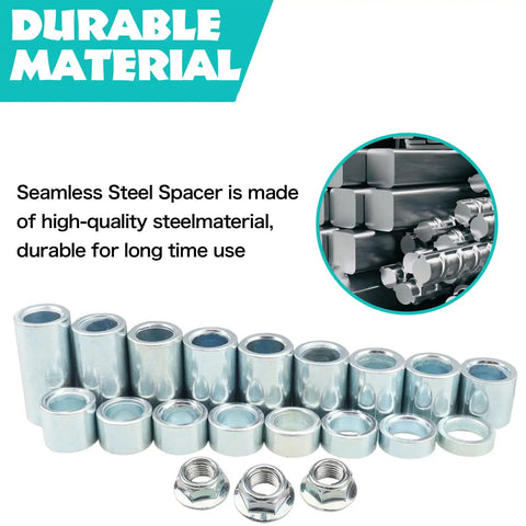 20 Piece M12 Spacer Sleeve Bushing Kit For Motorcycle ATV Dirt Bike Moped Mini Bike MX650 Includes 17 Bushings Of Varied Lengths And 3 Lock Nuts industrial steel spacers