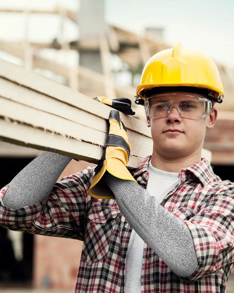 Cut Resistant Arm Sleeves For Work And Gardening EN388 HPPE Glass Fiber Protective Arm Guards All Day Comfort For Men Medium No Thumb Hole Great For Farming And Tough Jobs