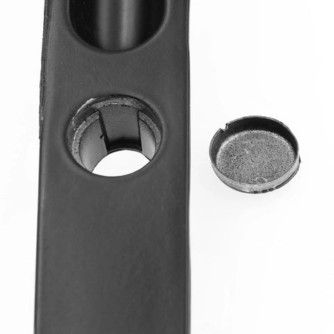 Close-up of black diecast component of Keyed Sliding Glass Door Handle Set For Hook Style Flush Mount, reversible and durable.