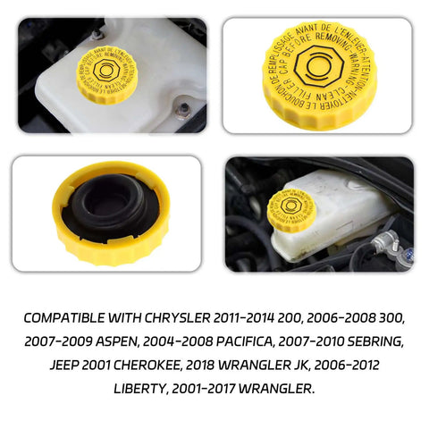 Brake Fluid Cap Replacement for Jeep Wrangler 2001-2017 Dodge Journey 2009-2020 Cherokee 2014-2020 on master cylinder reservoir