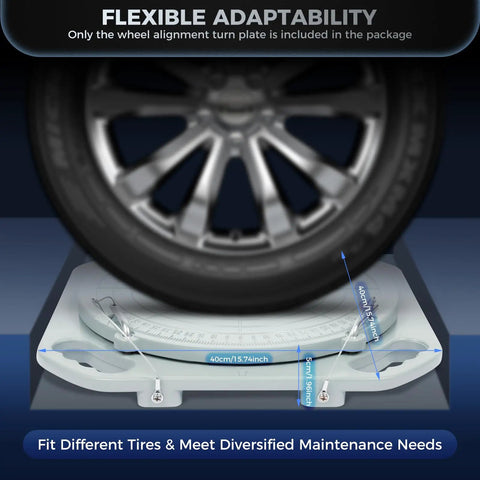 Heavy Duty Aluminum Wheel Alignment Turn Plates Featuring 360 Degree Rotating Design And Smooth Rolling Performance Crafted For Pro Garages Including Rock Solid Thrust Pads With Rubber Transition Blocks For Quick Vehicle Setup