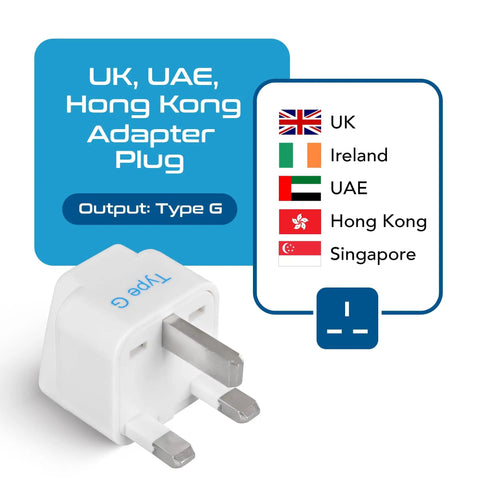 Grounded Type G Travel Plug Adapter Set 3 Pack For UK Ireland Hong Kong UAE And More Universal Compatibility For Most Sockets