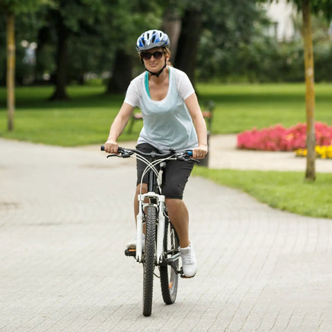 Cyclist riding bike with Two Pack Beefy 24 Inch Heavy Duty Bike Tubes 24x1.75 To 24x2.25 45 57 507 With 48mm Presta Valve