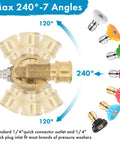 Twinkle Star pressure washer turbo nozzle set with 7 spray tips, 1/4-inch quick-connect, brass multi-angle head front
