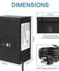 300W Low Voltage Landscape Lighting Transformer With Timer And Photocell dimensions and 3.3ft heavy duty cord, IP65 waterproof