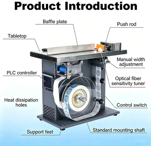 Semi Auto Plc Control Labeling Machine Applicator With High Precision Touch Screen For Bottles Jars Cans Boost Production Efficiency showing components and controls overview.