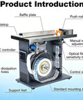 Super Semi Automatic PLC Labeling Machine For Cylinders 25-30Mm Phi showing component details like PLC controller and tabletop setup.