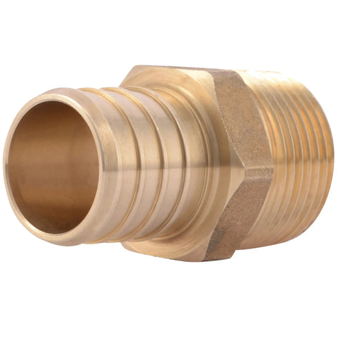 Brass Crimp Male Reducing Adapter 1 Inch To Three Quarters Inch MNPT For Pex Pipe To Copper FNPT Connections Plumbing Fitting