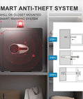 Compact Fireproof Safe Box For Home Use 0.8 Cu Ft Small Safe With Waterproof Build shown with anti-theft system and mounting steps